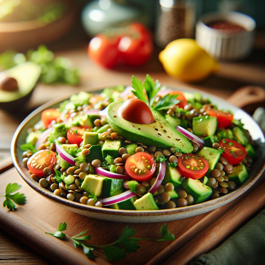 Green Lentil Salad with Avocado