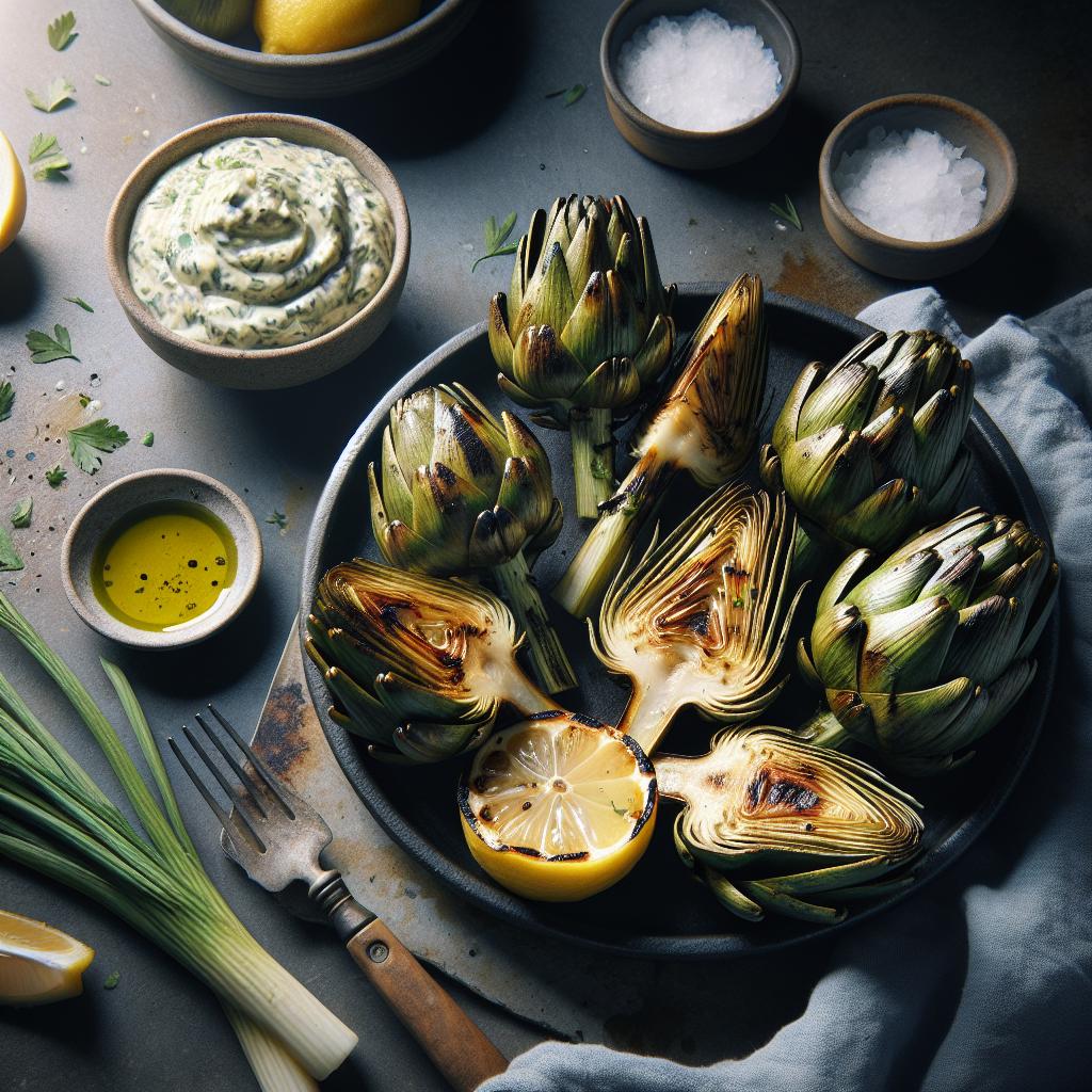 grilled artichokes with herby lemon aïoli