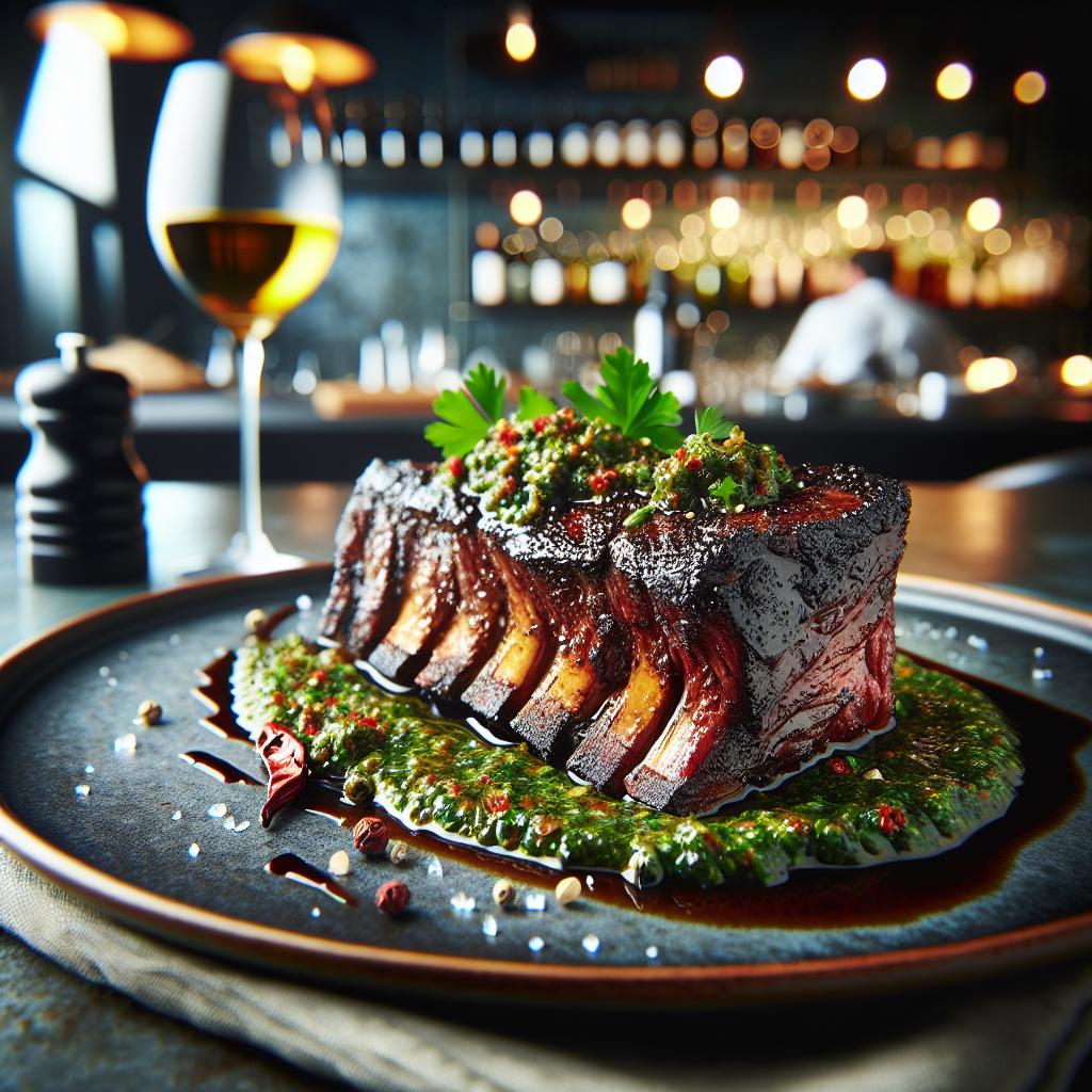 Grilled Beef Short Ribs with Chimichurri Sauce