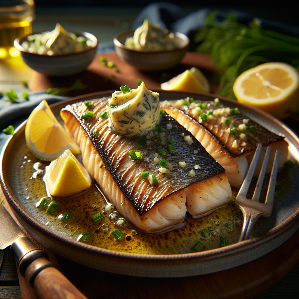 grilled bluefish with herb butter