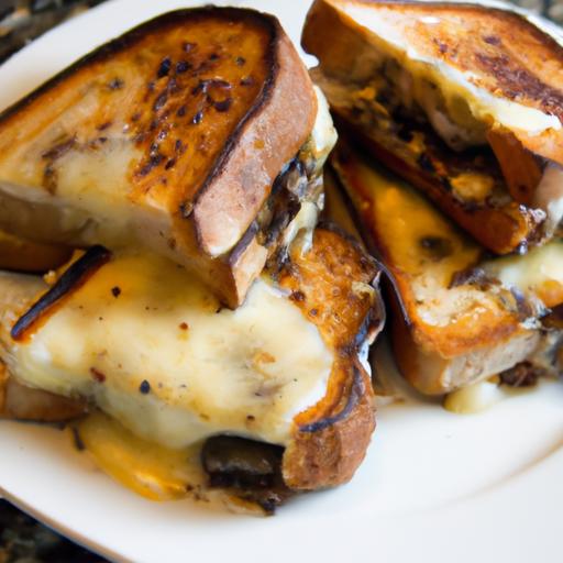 grilled cheese sandwich with mushrooms and truffle oil