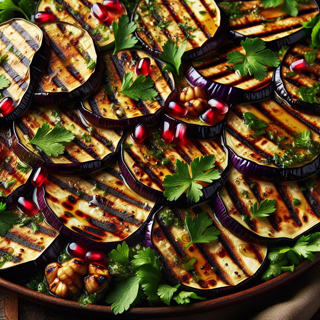 Grilled Eggplant with Pomegranate Seeds