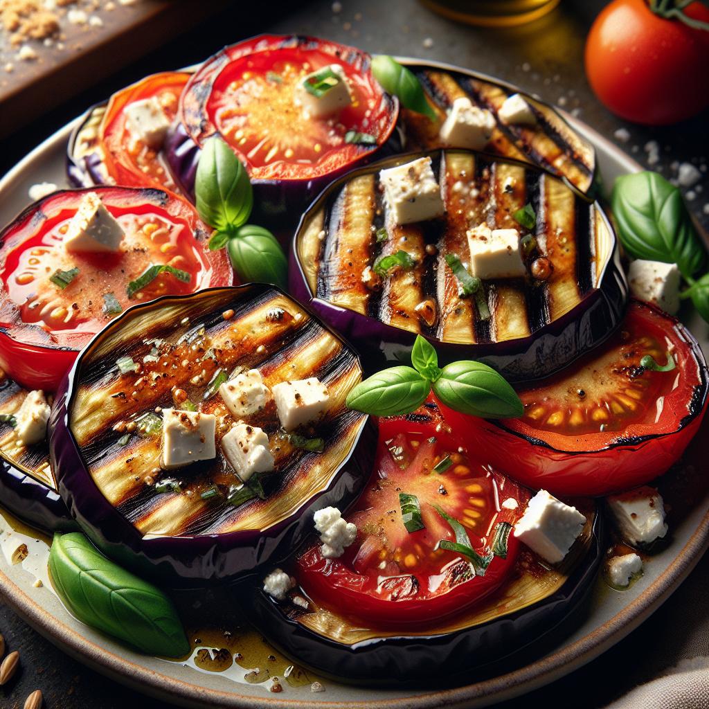 Grilled Eggplant with Tomato and Feta