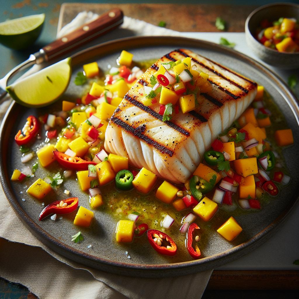 grilled halibut with mango salsa