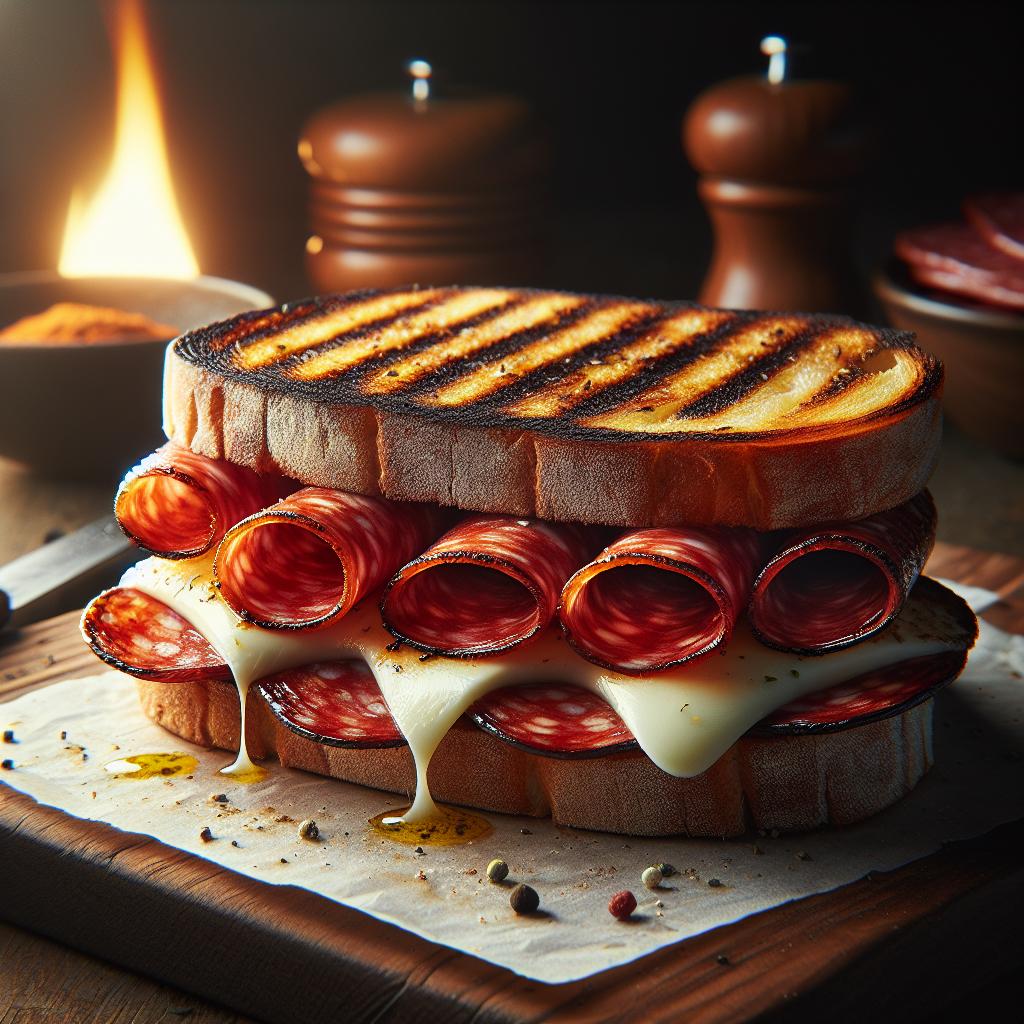 Grilled Salami and Mozzarella Sandwich