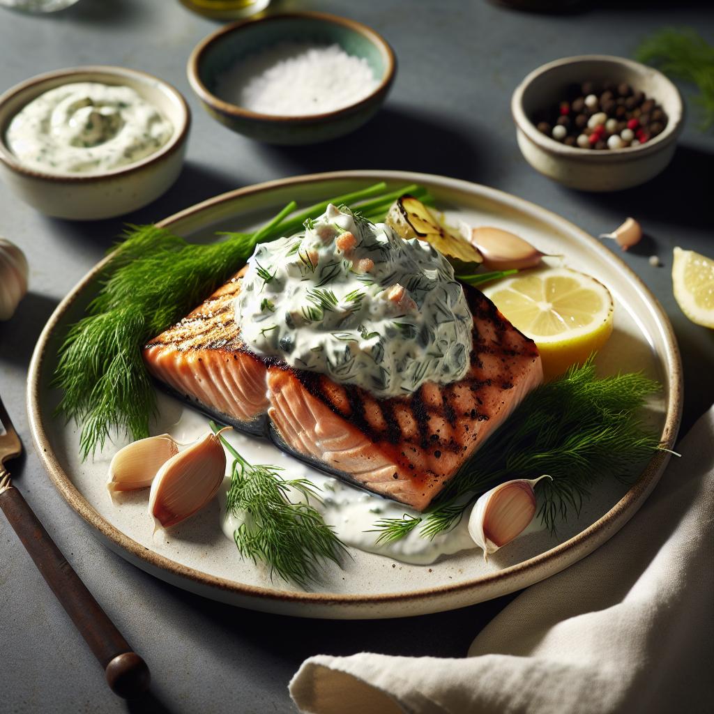 grilled salmon with dill sauce