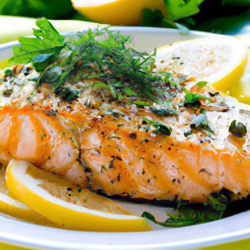 grilled salmon with lemon and herbs