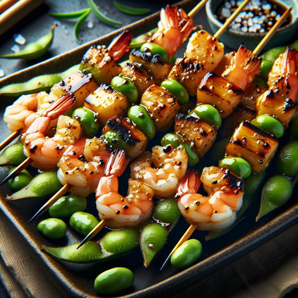 Grilled Shrimp and Edamame Skewers