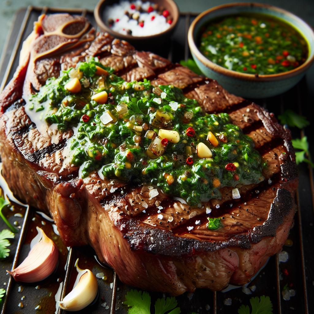 Grilled Steak with Chimichurri Sauce