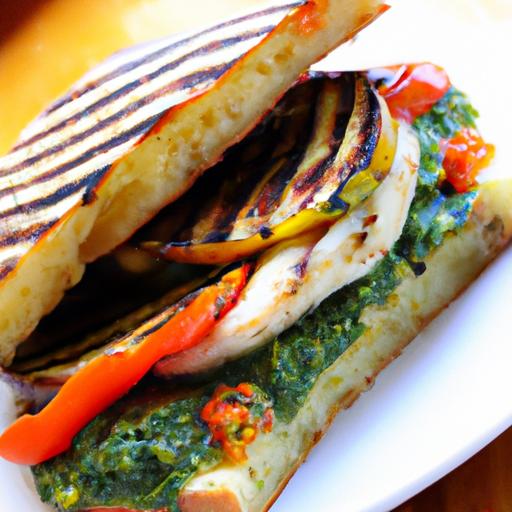 Grilled Vegetable Panini with Basil Pesto