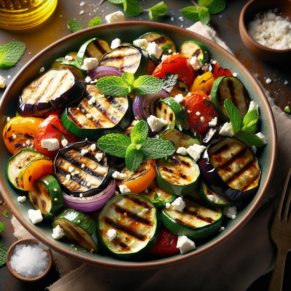 Grilled Vegetable Salad with Feta and Mint