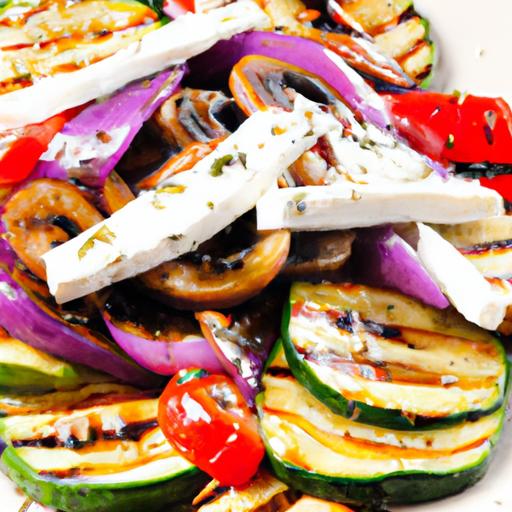 grilled vegetables and halloumi cheese