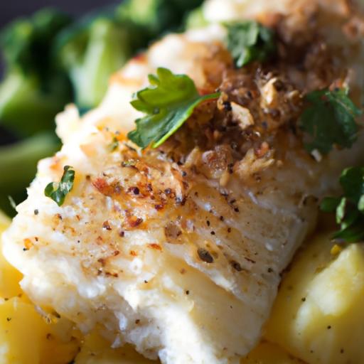 halibut and roasted garlic mashed potatoes