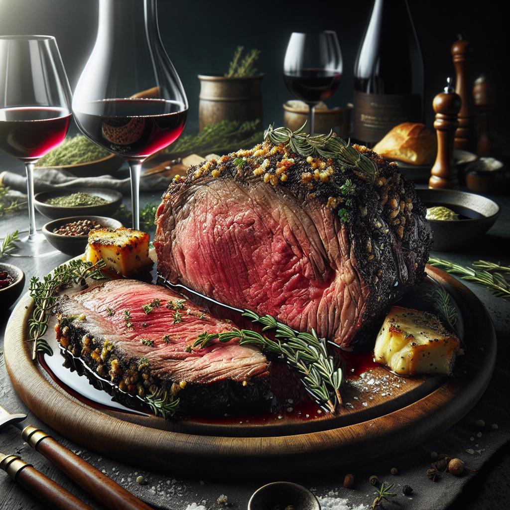 Herb Crusted Prime Rib with Red Wine Sauce