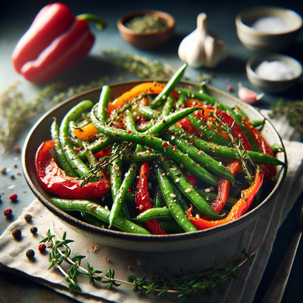 herbed green beans with roasted peppers