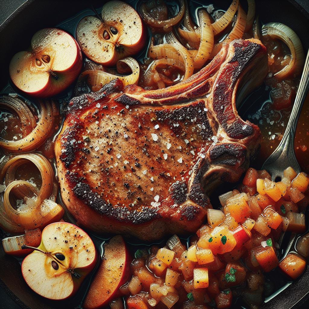 heritage pork chop with apple chutney