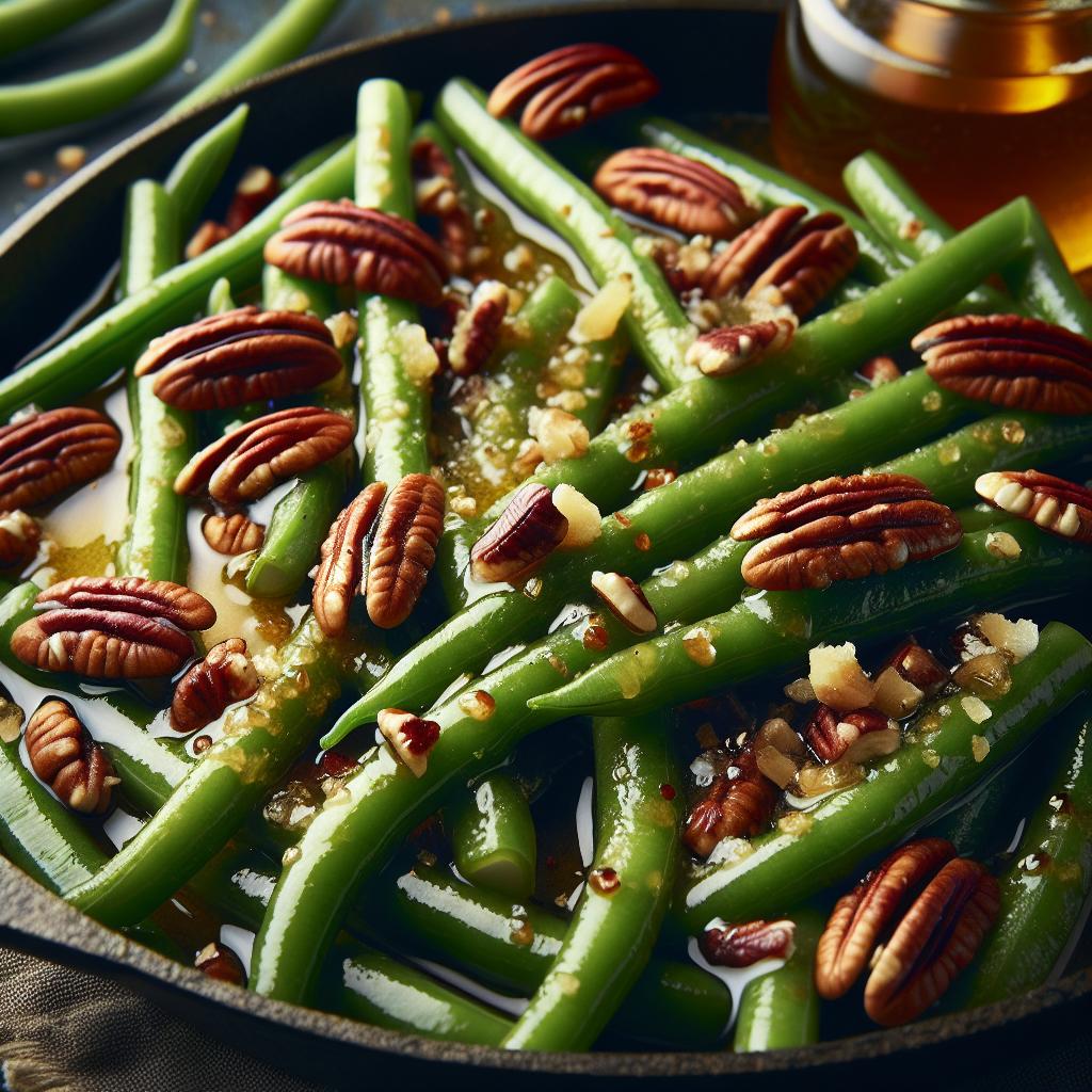 honey glazed green beans with pecans