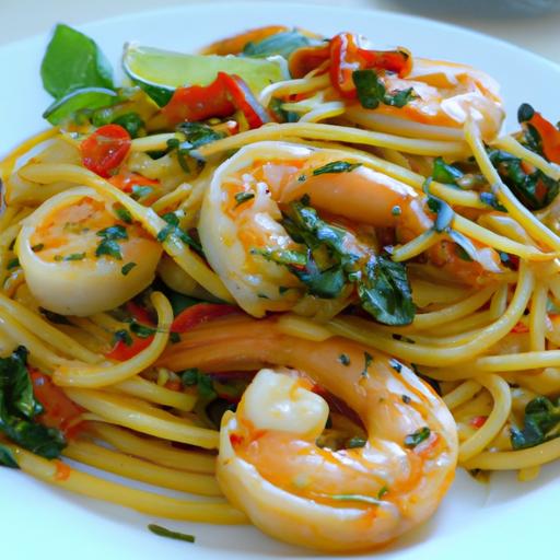 indian spiced seafood linguine