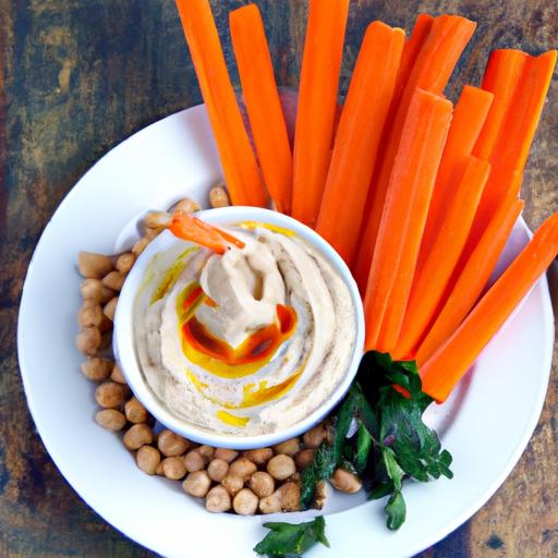 Jicama and Carrot Sticks with Hummus