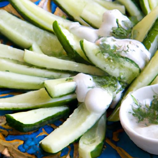 jicama and cucumber sticks with tzatziki