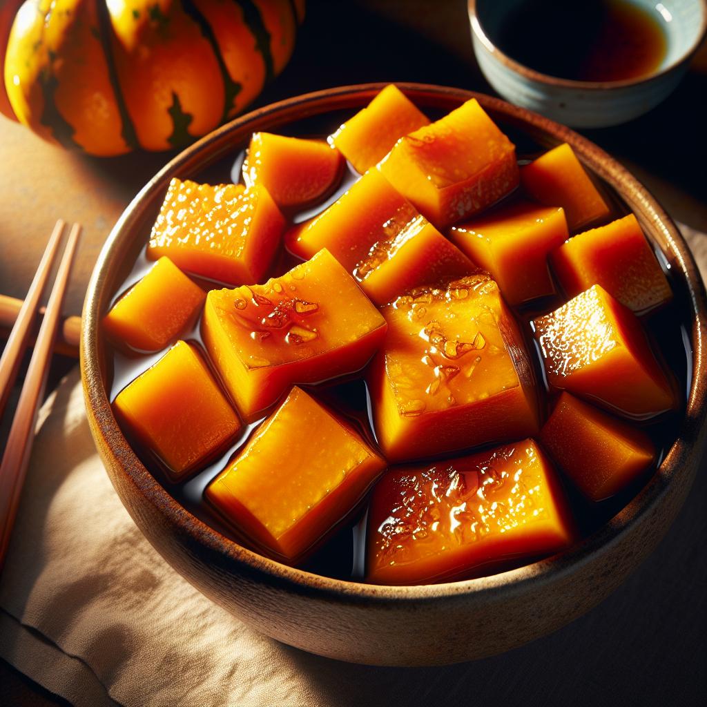 kabocha no nimono (simmered pumpkin)