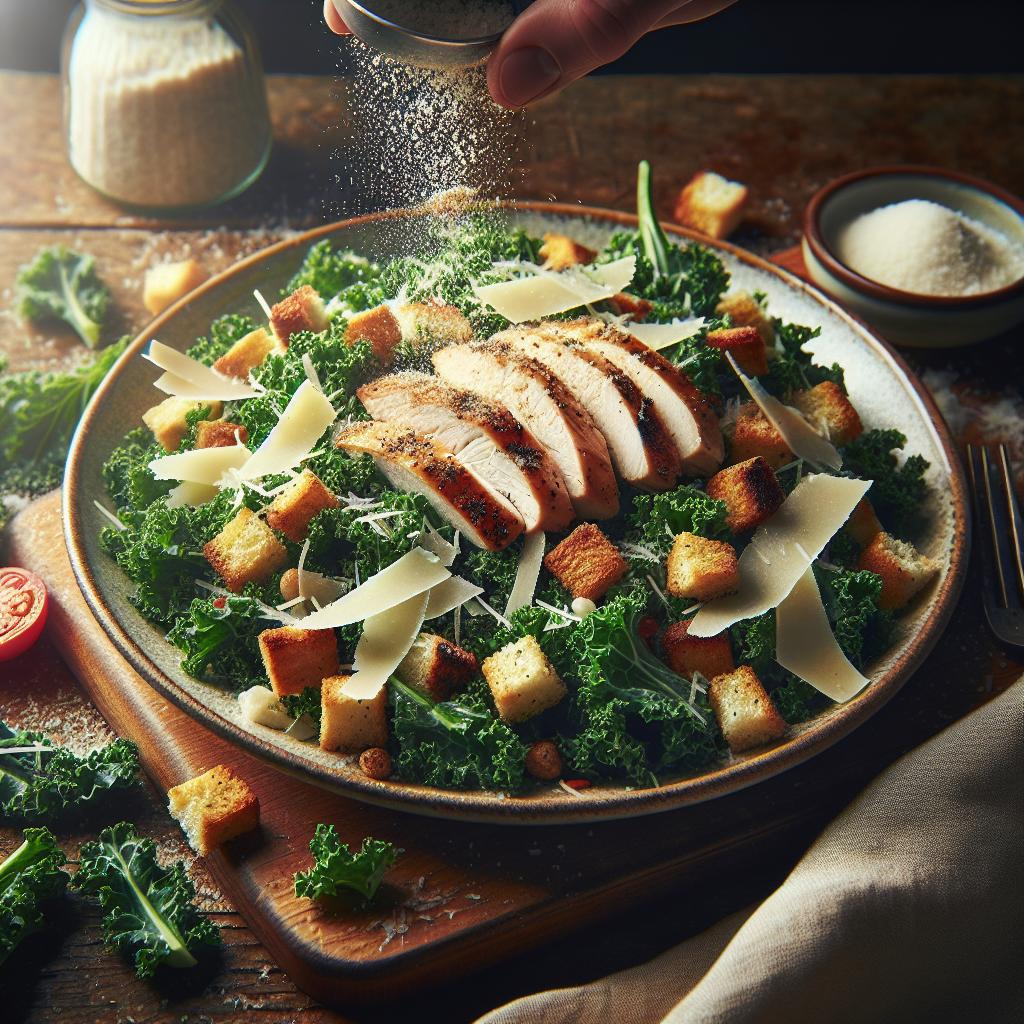 Kale Caesar Salad with Grilled Chicken