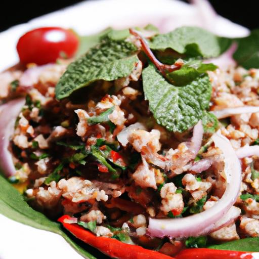 laab (spicy minced meat salad)