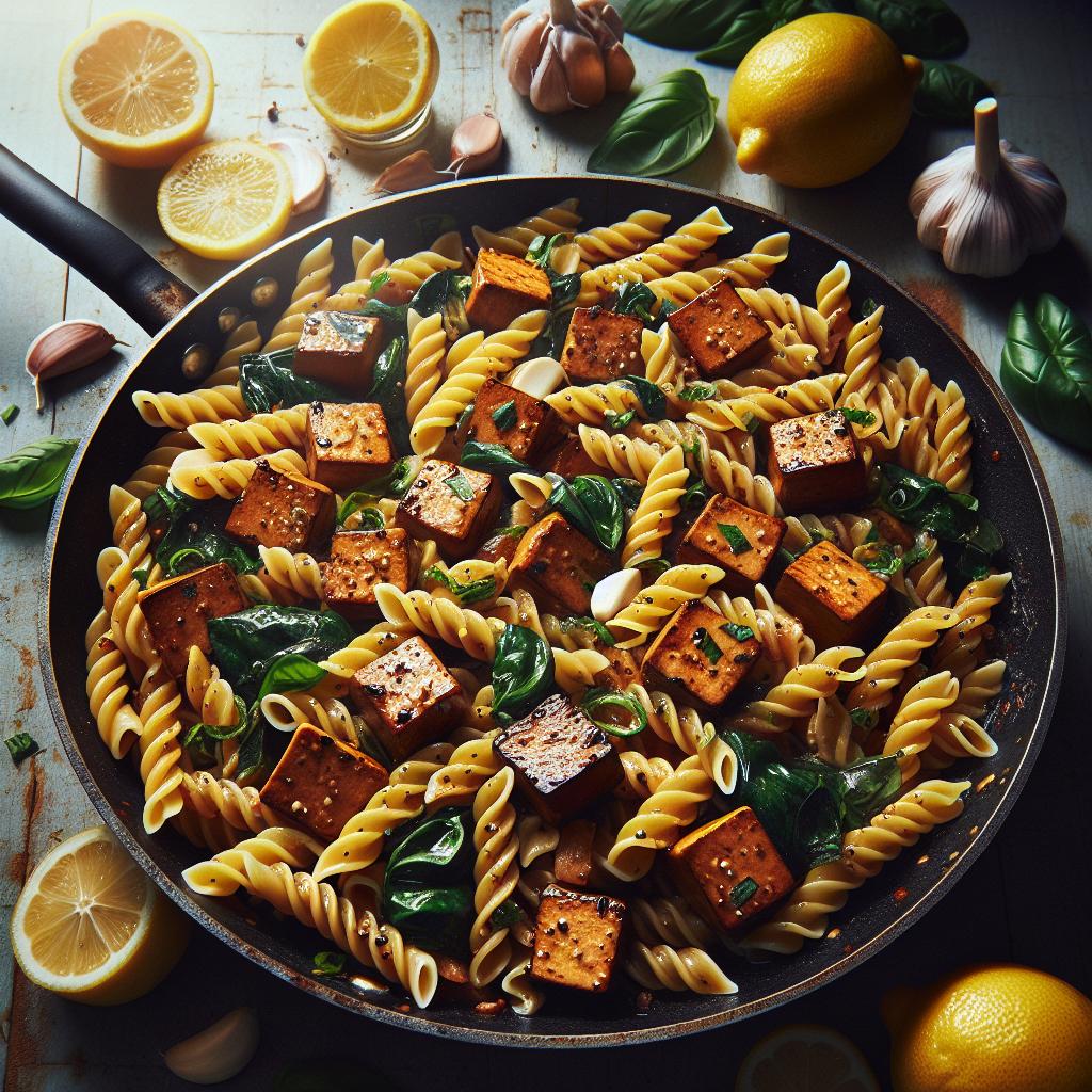 lemon basil tempeh pasta