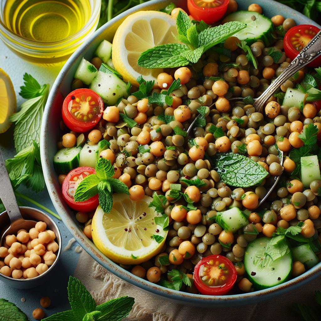 lemony lentil and chickpea salad