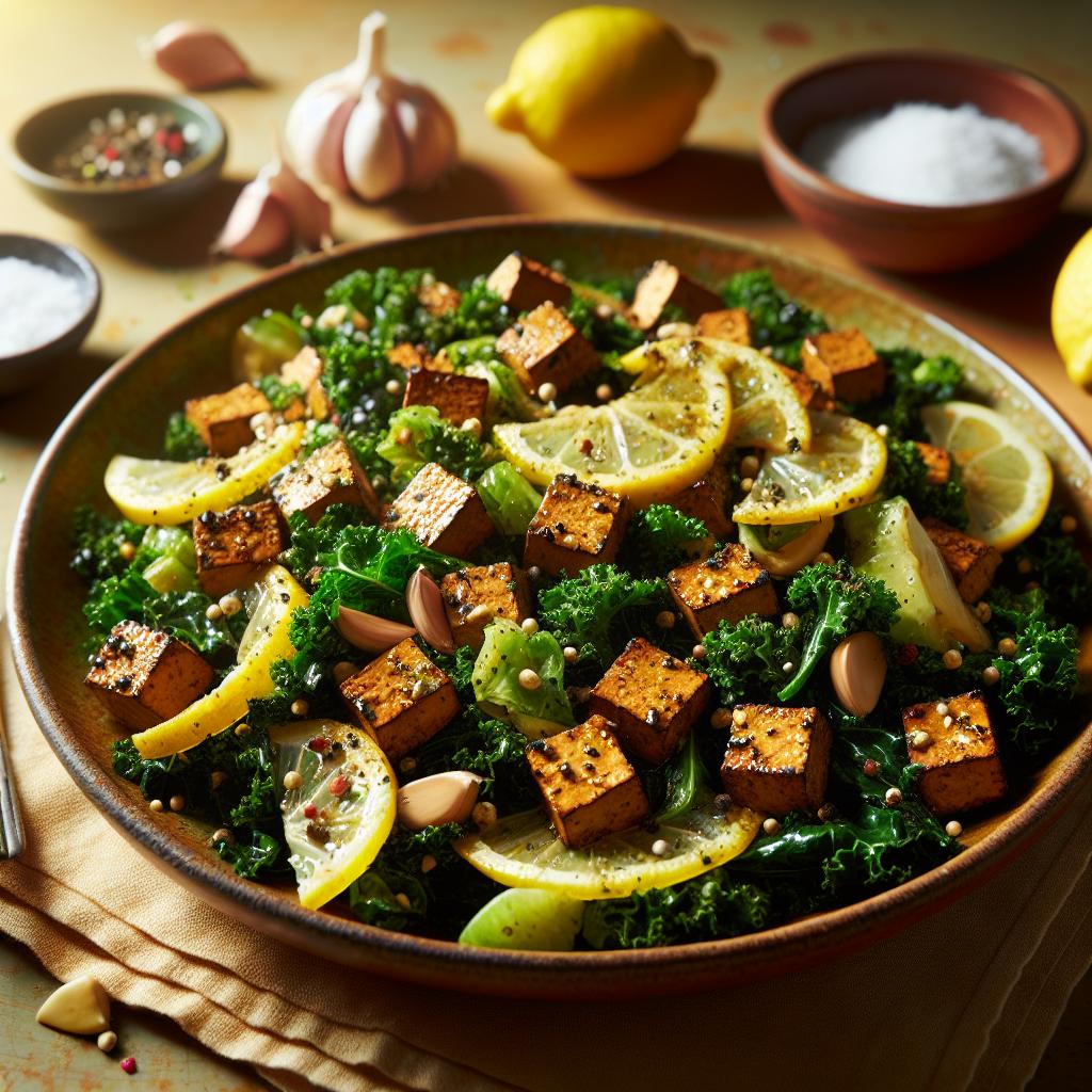 lemony tempeh and kale