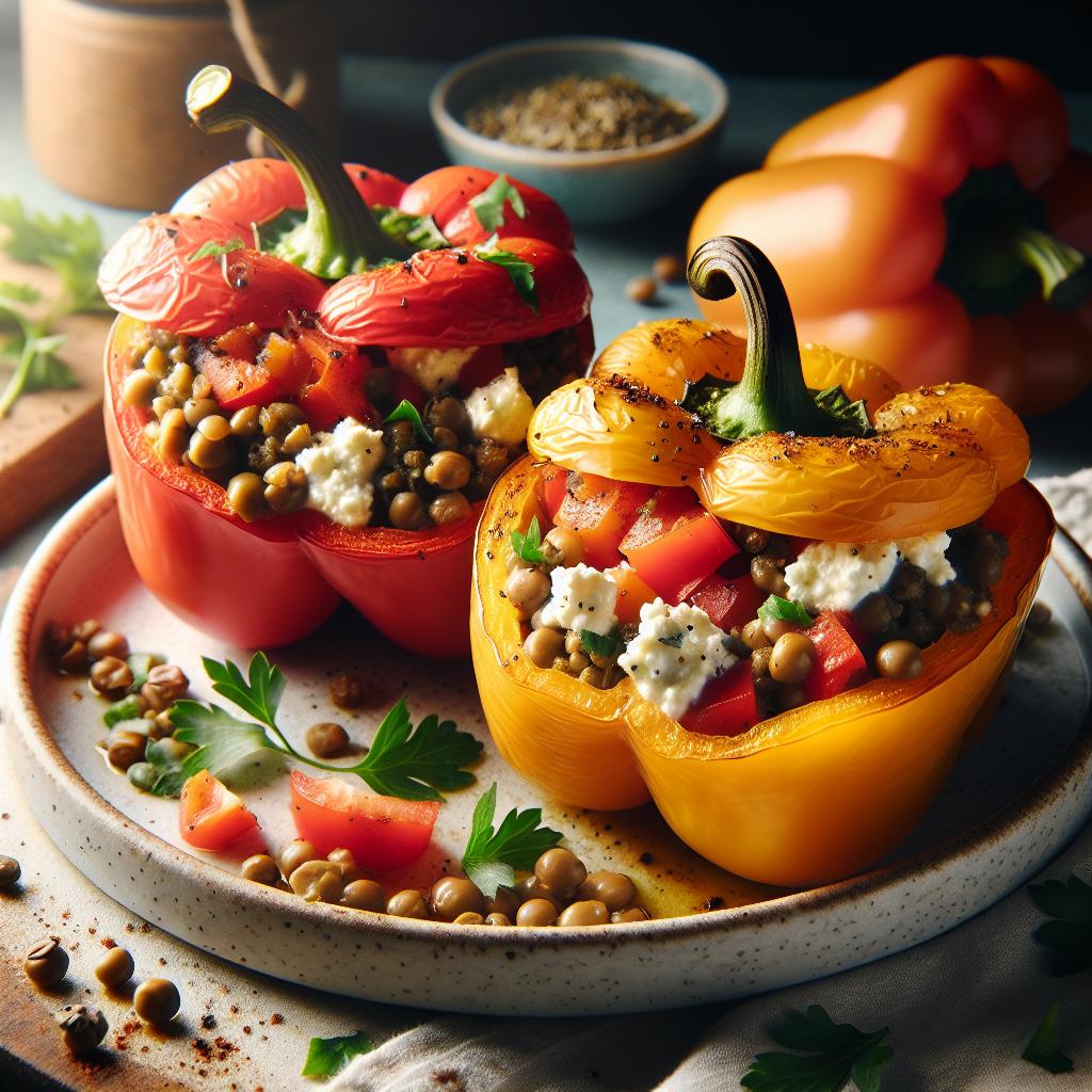 lentil and cottage cheese stuffed peppers