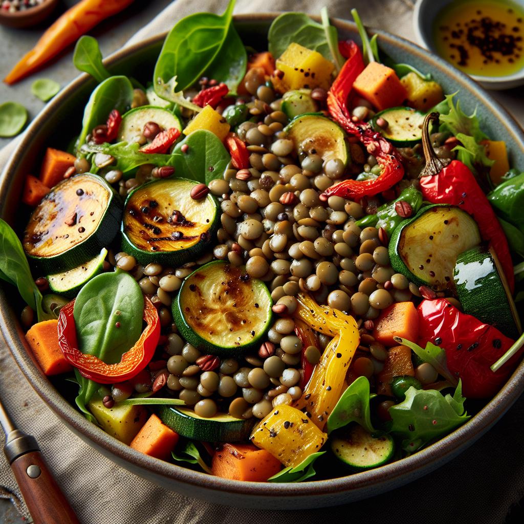 lentil salad with roasted vegetables