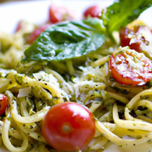 linguine with pesto and cherry tomatoes