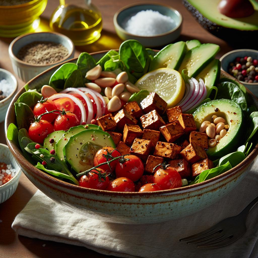 marinated tempeh salad bowl