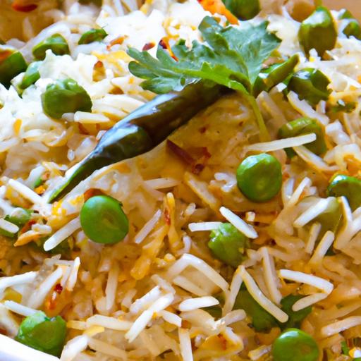 matar pulao with basmati rice