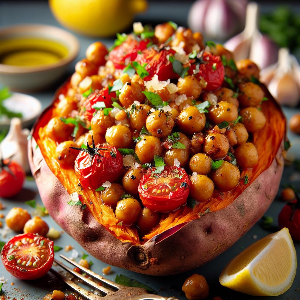 mediterranean baked sweet potatoes