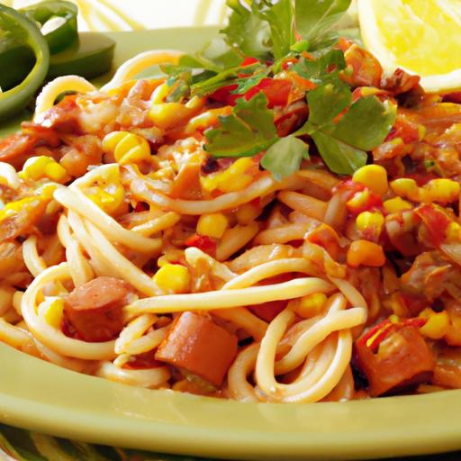 mexican chorizo and corn linguine