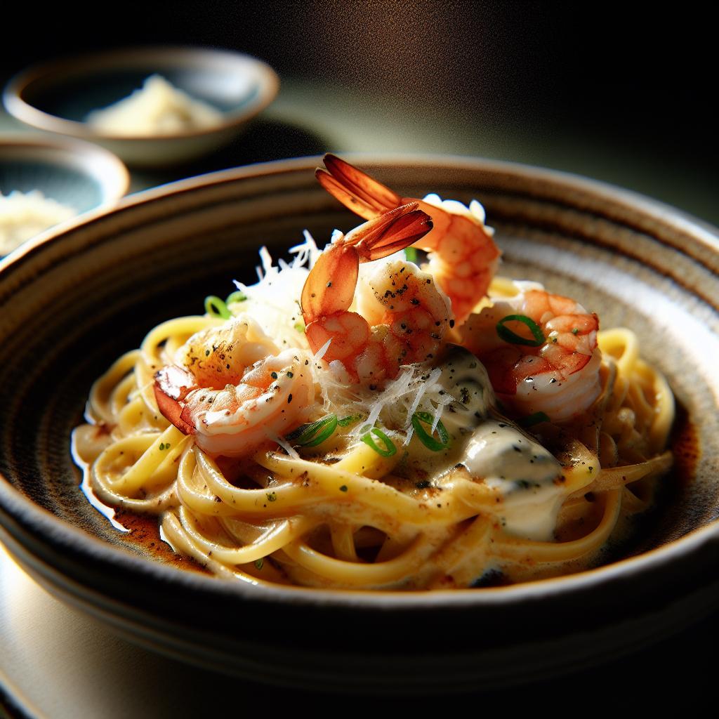 miso butter pasta with shrimp