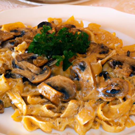 mushroom and chicken alfredo pasta