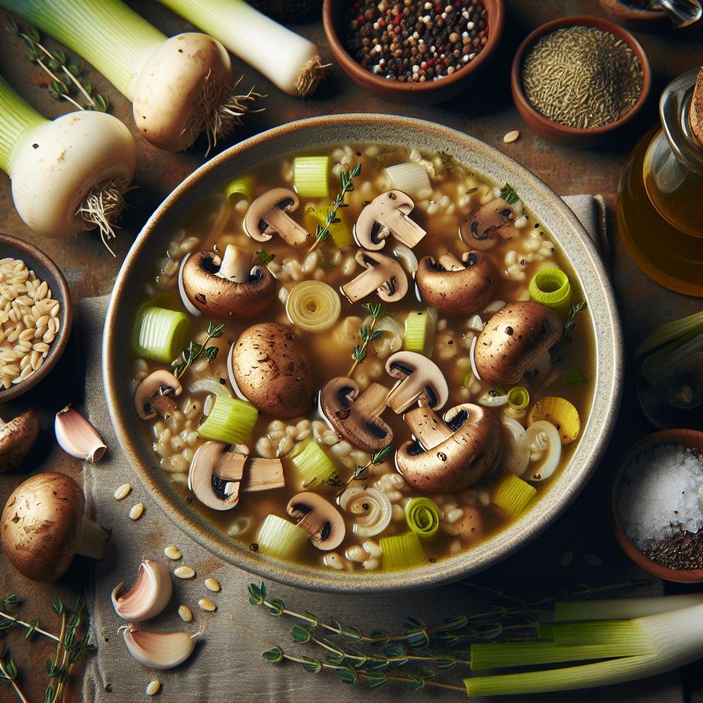 mushroom and leek barley soup