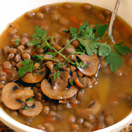 mushroom and lentil soup