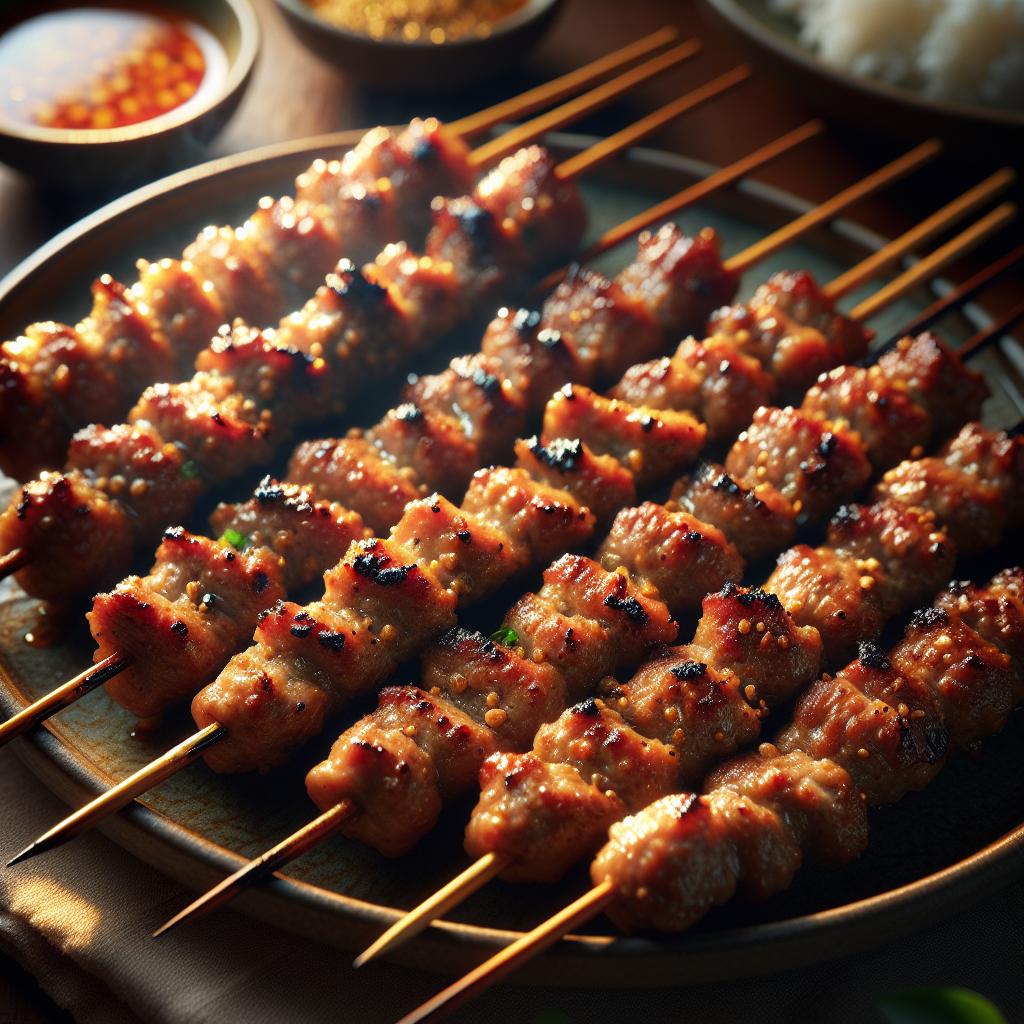 nem nuong (grilled vietnamese pork skewers)