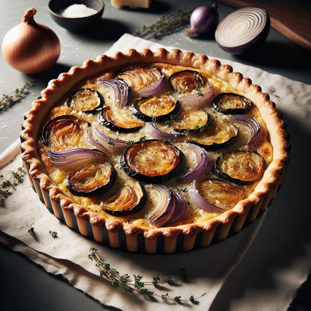 onion and aubergine tart