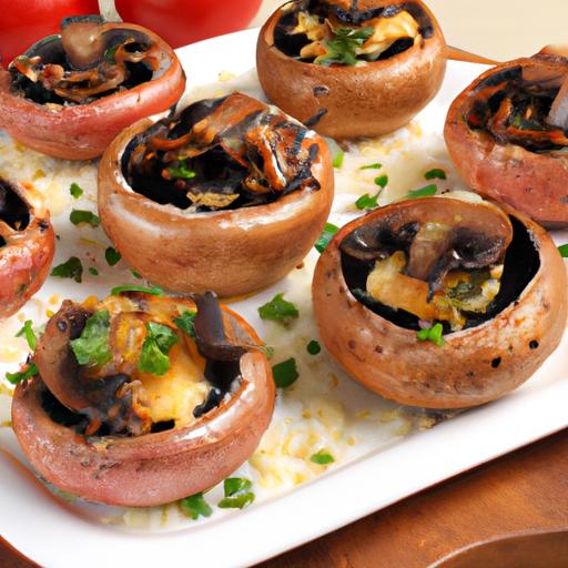 onion and bacon stuffed mushrooms