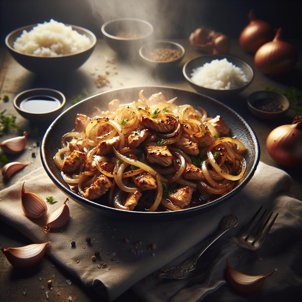 onion and chicken stir fry