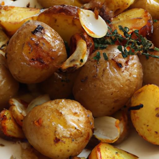 onion and garlic roasted potatoes