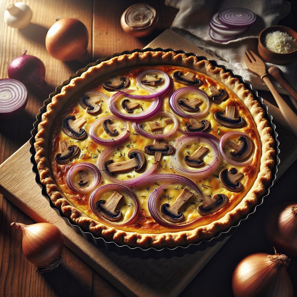 onion and mushroom quiche