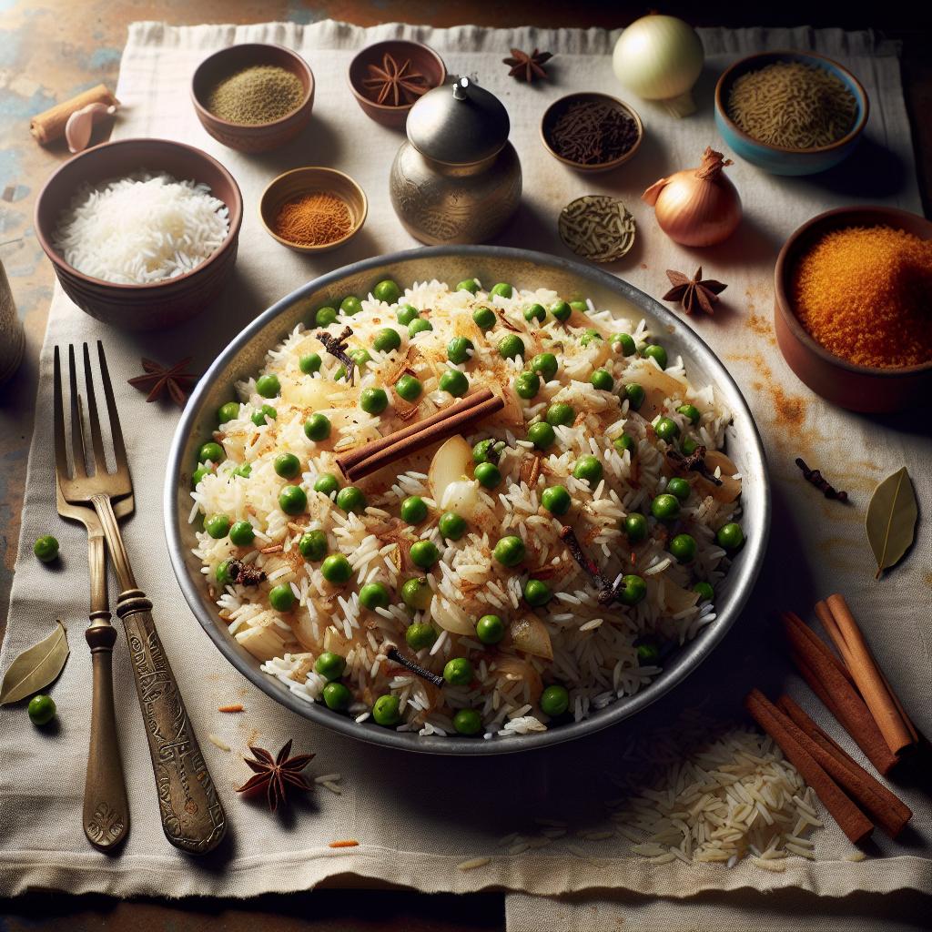 onion and pea pulao