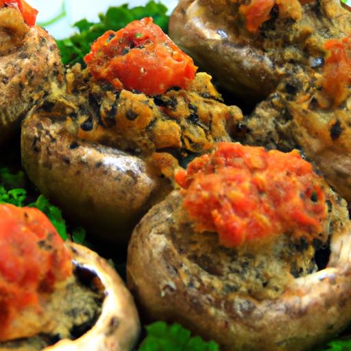 Oregano and Tomato Stuffed Mushrooms