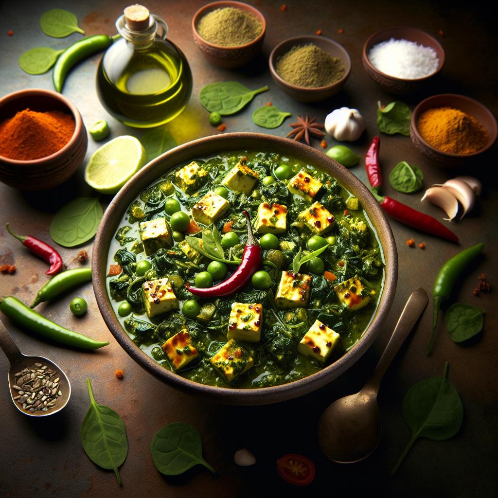 palak paneer (spinach and cottage cheese curry)